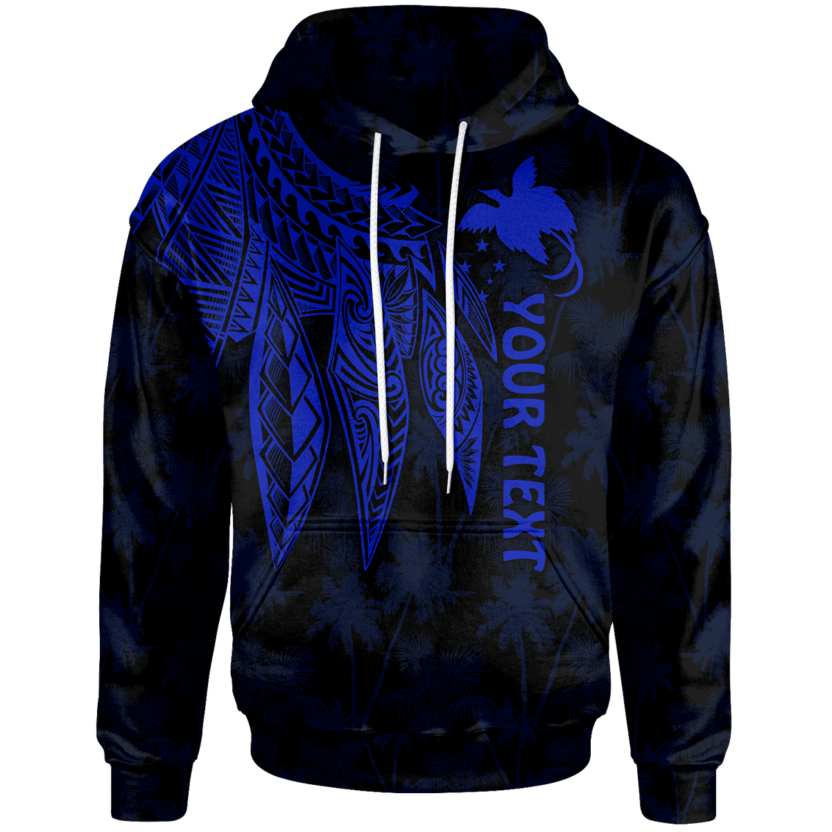 Papua New Guinea Custom Hoodie Polynesian Wings (Blue) Unisex Blue - Polynesian Pride
