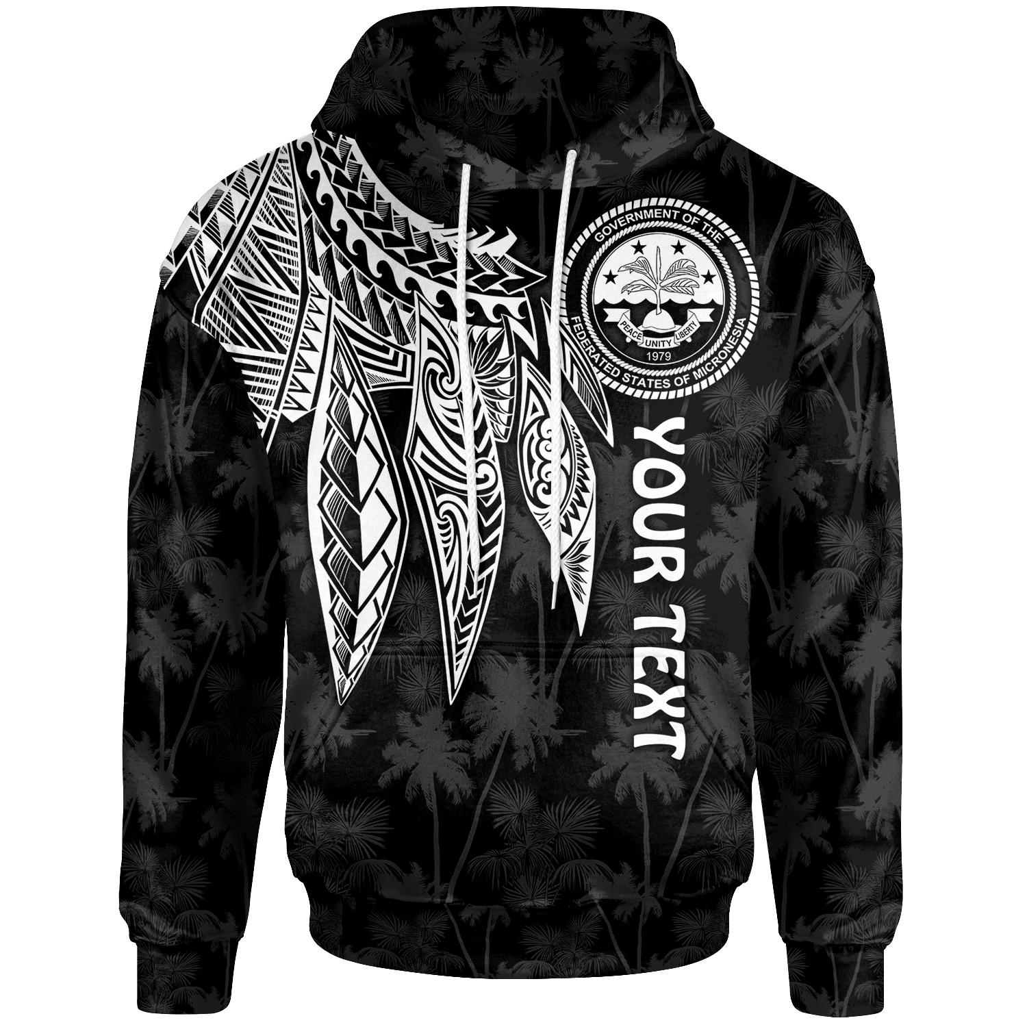 Federated States of Micronesia Custom Hoodie Polynesian Wings (White) Unisex White - Polynesian Pride
