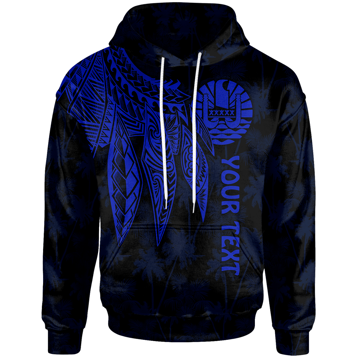 Tahiti Custom Hoodie Polynesian Wings (Blue) Unisex Blue - Polynesian Pride