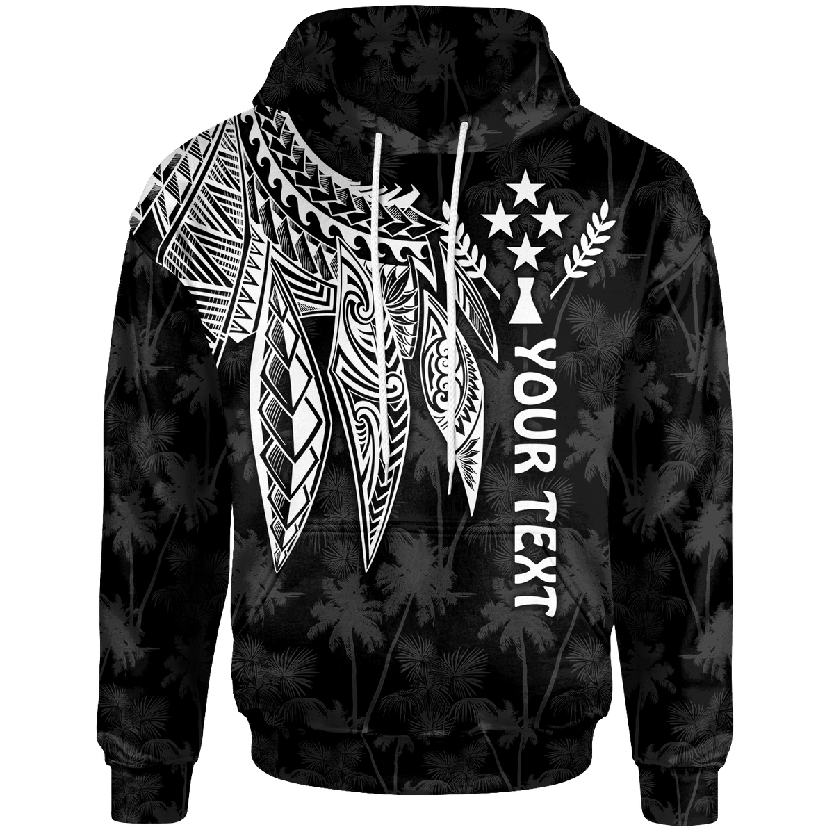 Kosrae Custom Hoodie Polynesian Wings (White) Unisex White - Polynesian Pride