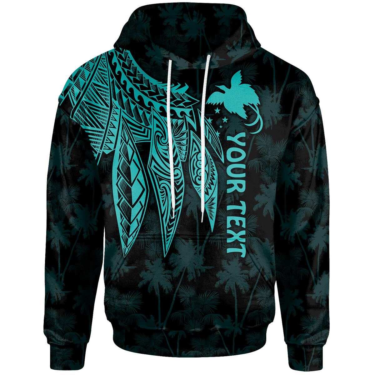 Papua New Guinea Custom Hoodie Polynesian Wings (TurQuoiSe) Unisex Turquoise - Polynesian Pride