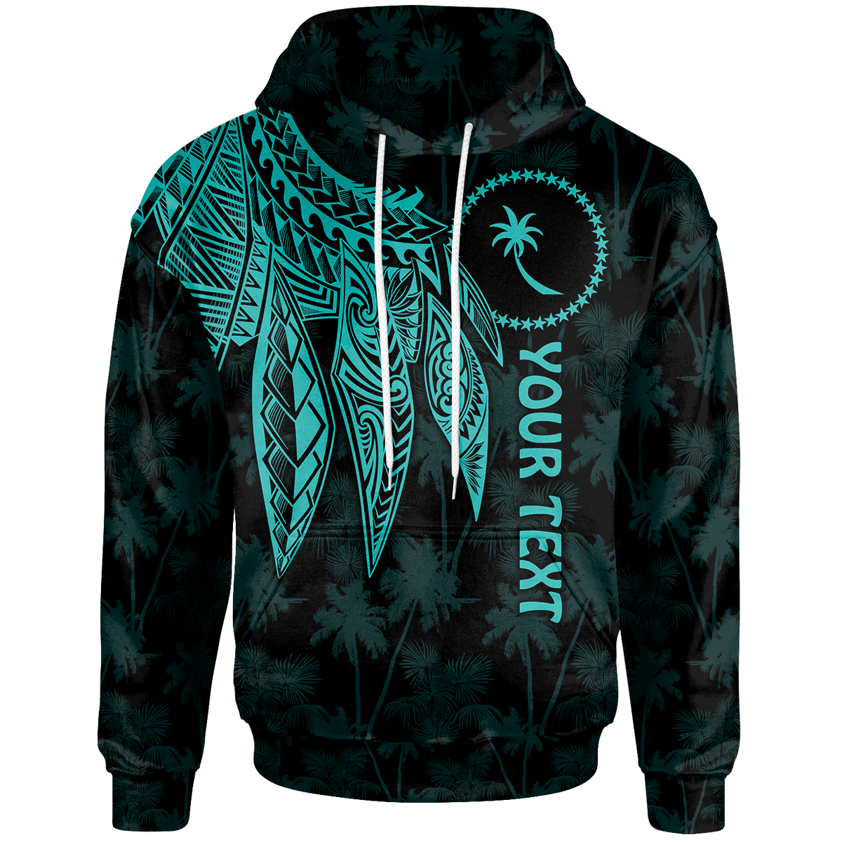 Chuuk Custom Hoodie Polynesian Wings (Turquoise) Unisex Turquoise - Polynesian Pride