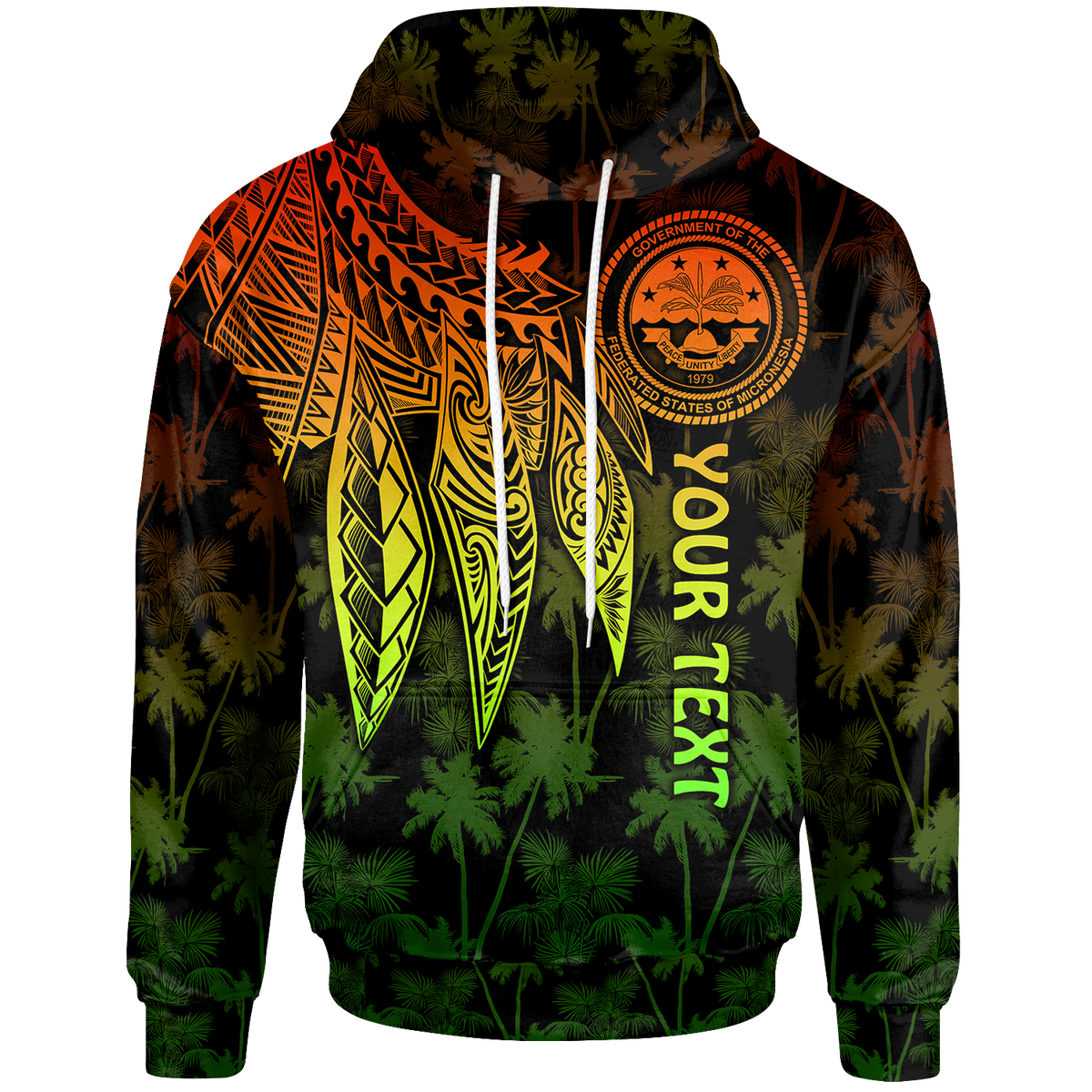 Federated States of Micronesia Custom Hoodie Polynesian Wings (Reggae) Unisex Reggae - Polynesian Pride