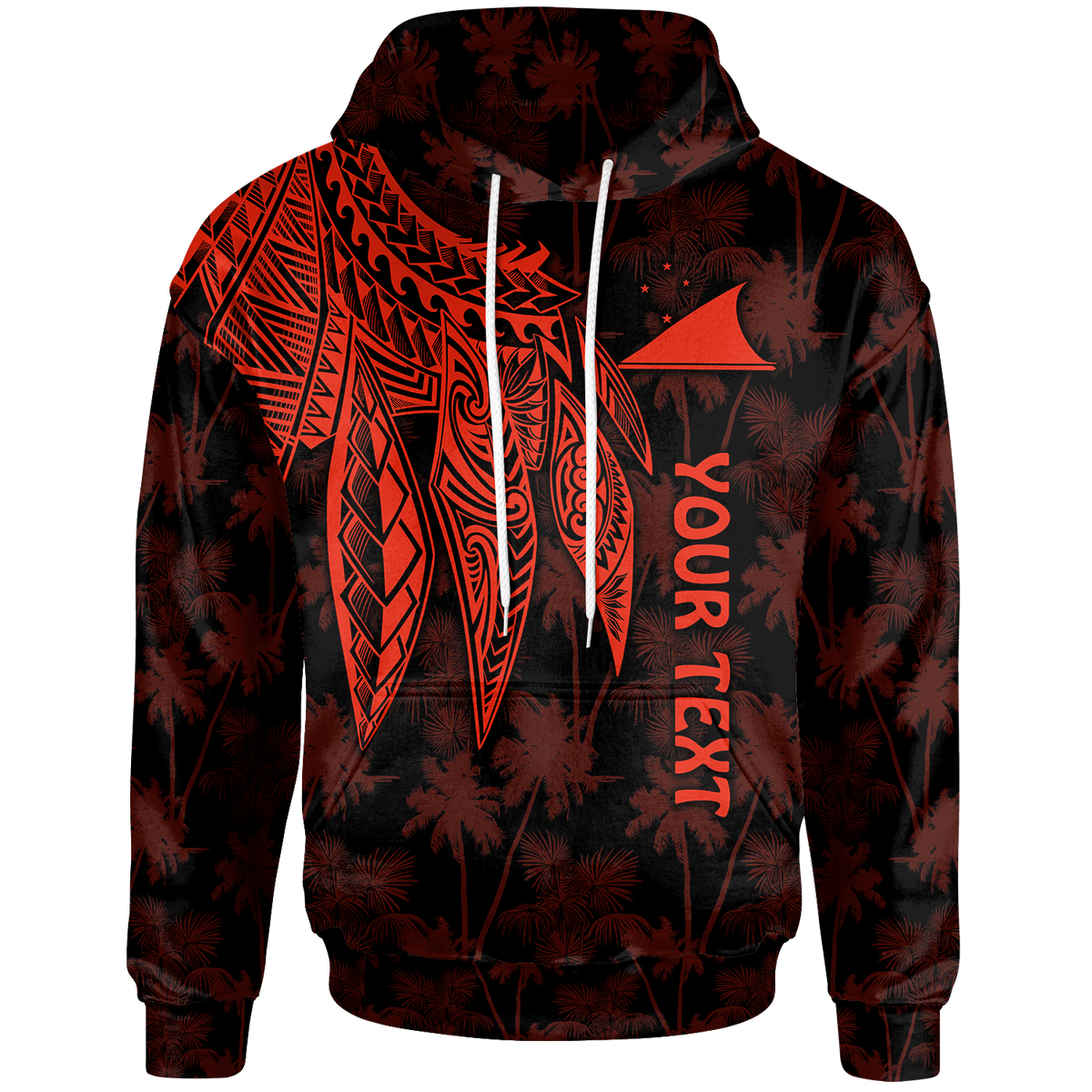 Tokelau Polynesian Custom Hoodie Polynesian Wings (Red) Unisex Red - Polynesian Pride