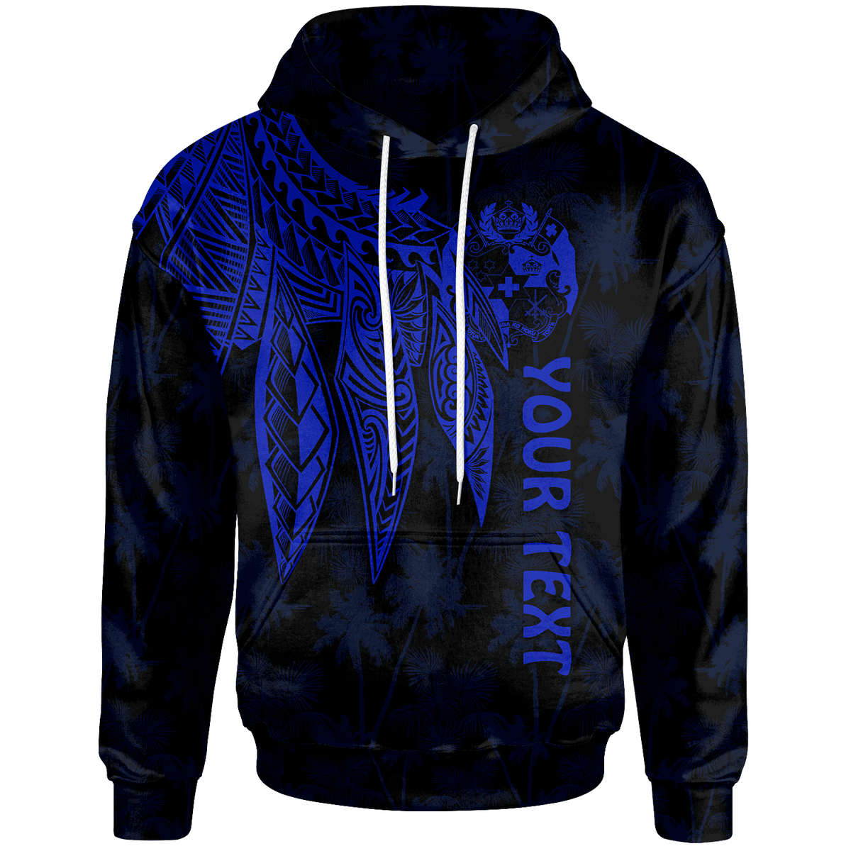 Tonga Custom Hoodie Polynesian Wings (Blue) Unisex Blue - Polynesian Pride