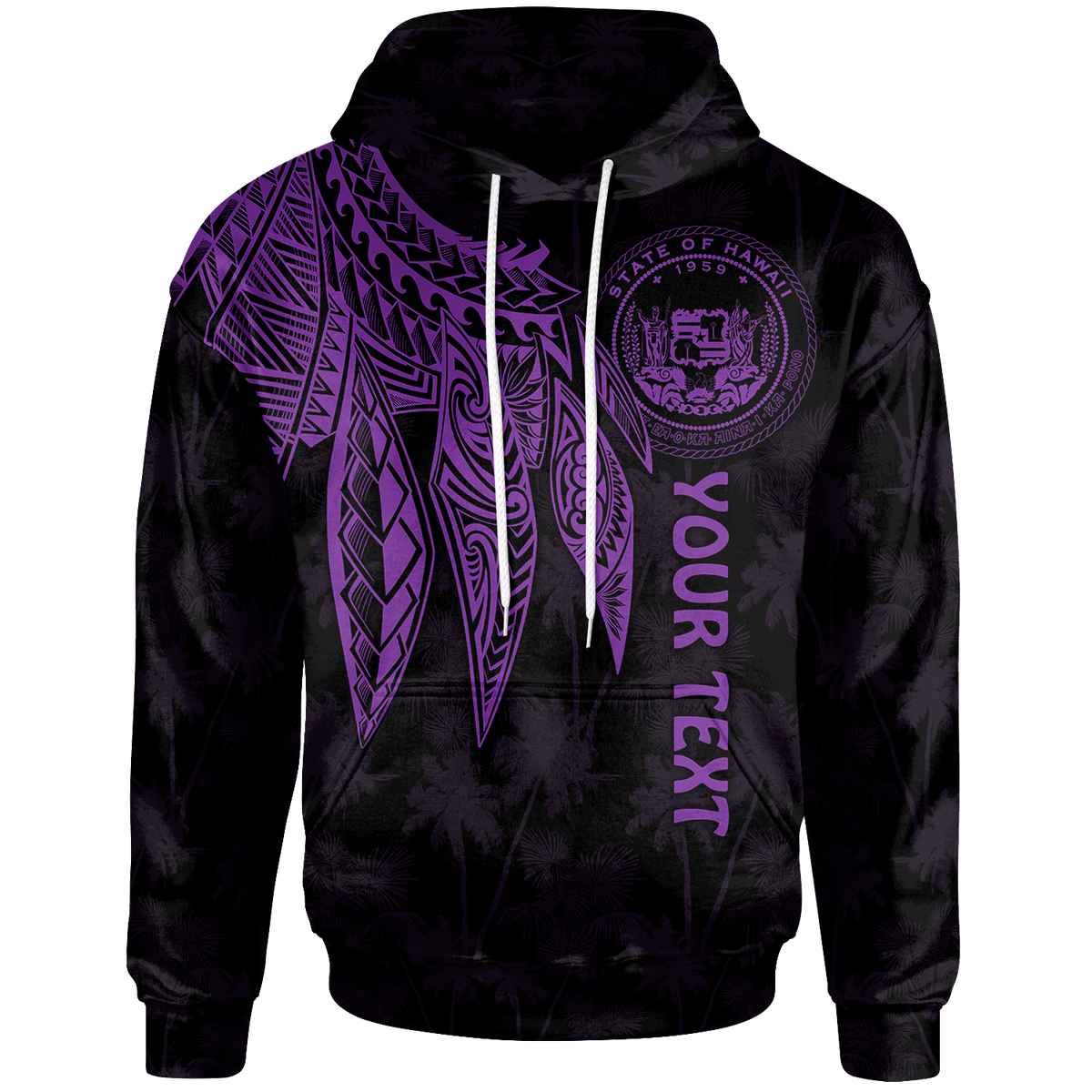 Polynesian Hawaii Custom Hoodie Polynesian Wings (Purple) Unisex Purple - Polynesian Pride