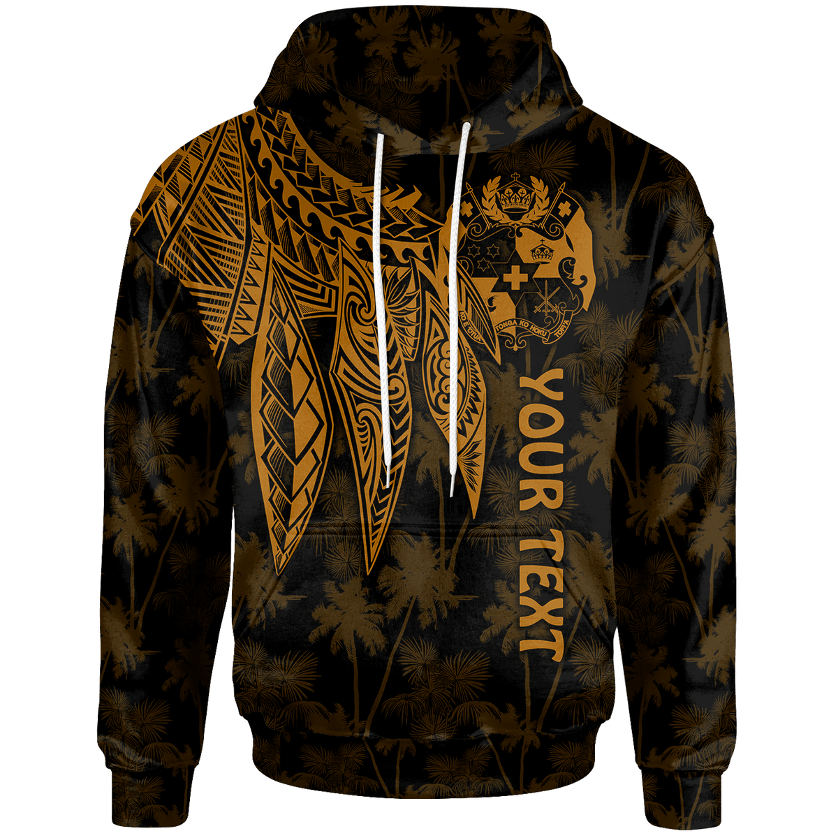 Tonga Custom Hoodie Polynesian Wings (Golden) Unisex Golden - Polynesian Pride