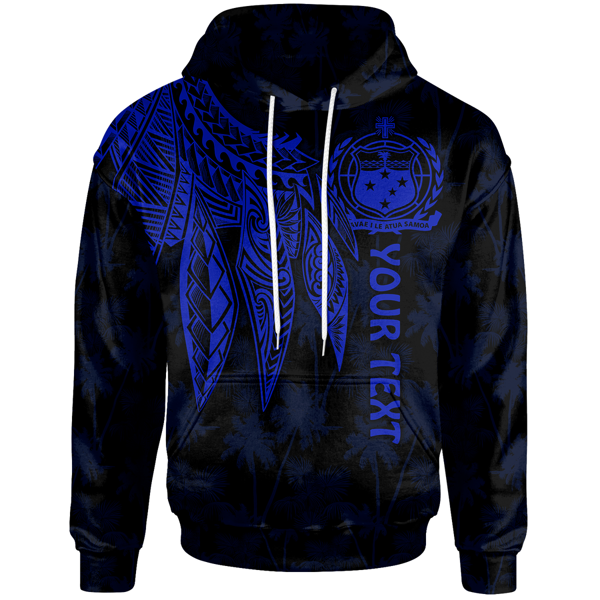 Samoa Custom Hoodie Polynesian Wings (Blue) Unisex Blue - Polynesian Pride