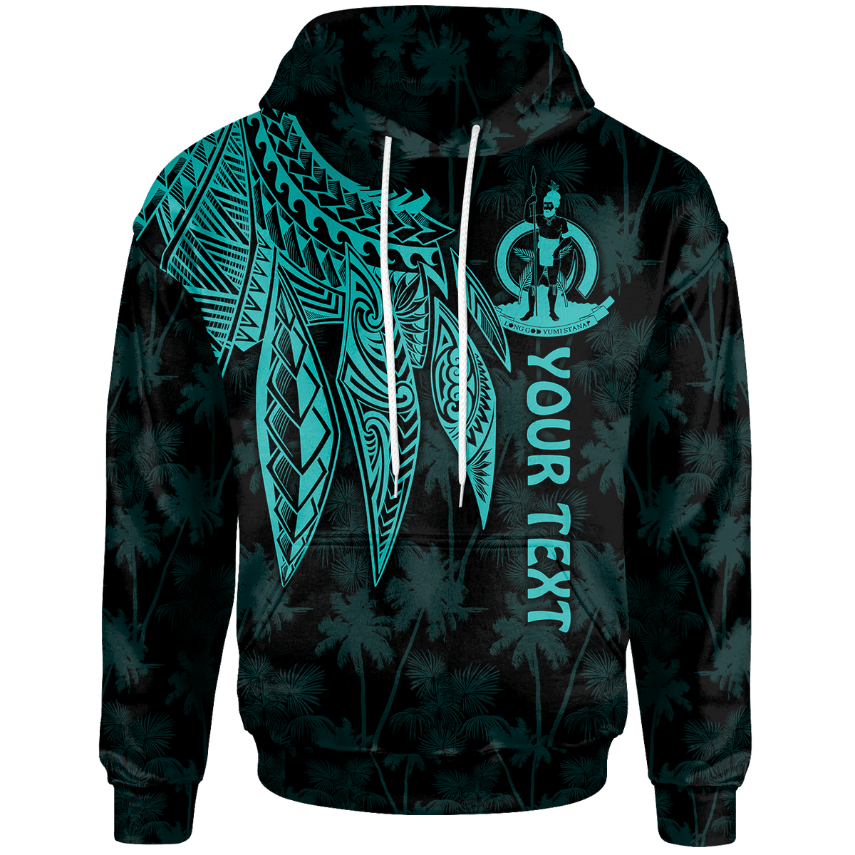 Vanuatu Custom Hoodie Polynesian Wings (Turquoise) Unisex Turquoise - Polynesian Pride
