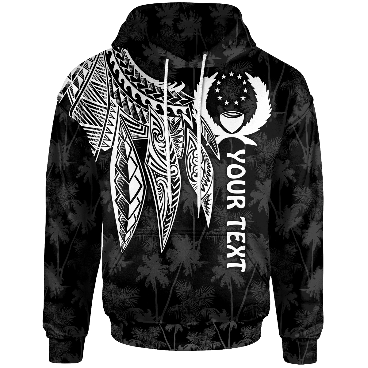 Pohnpei Custom Hoodie Polynesian Wings (White) Unisex White - Polynesian Pride