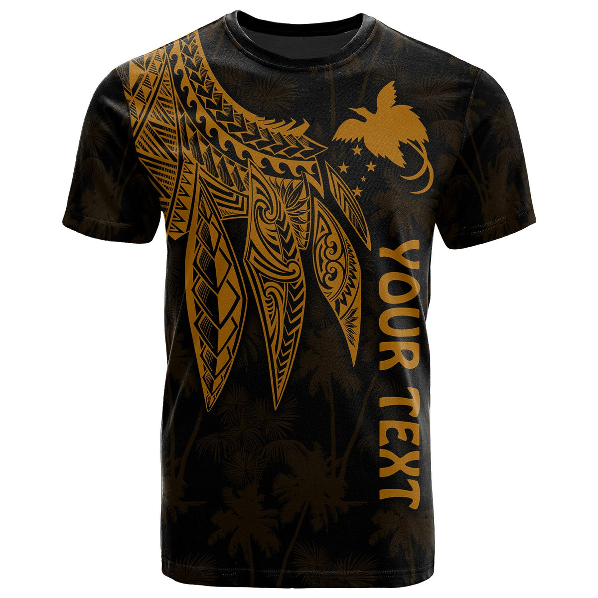Papua New Guinea Custom T Shirt Polynesian Wings (Golden) Unisex Golden - Polynesian Pride