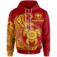 Hawaii Polynesian Custom Zip up Hoodie Vintage Polynesian Turtle (Red) Unisex Red - Polynesian Pride