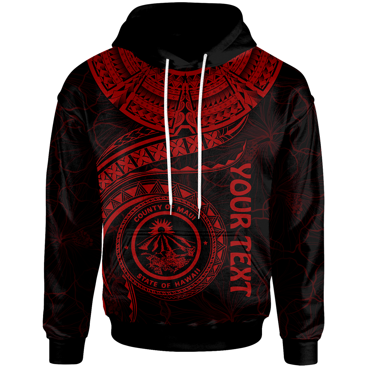 Polynesian Hawaii Custom Hoodie Maui Polynesian Waves (Red) Unisex Red - Polynesian Pride