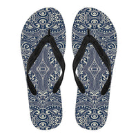 Polynesian Culture Blue White Flip Flops Women's Flip Flops - Black - 3 - Polynesian Pride