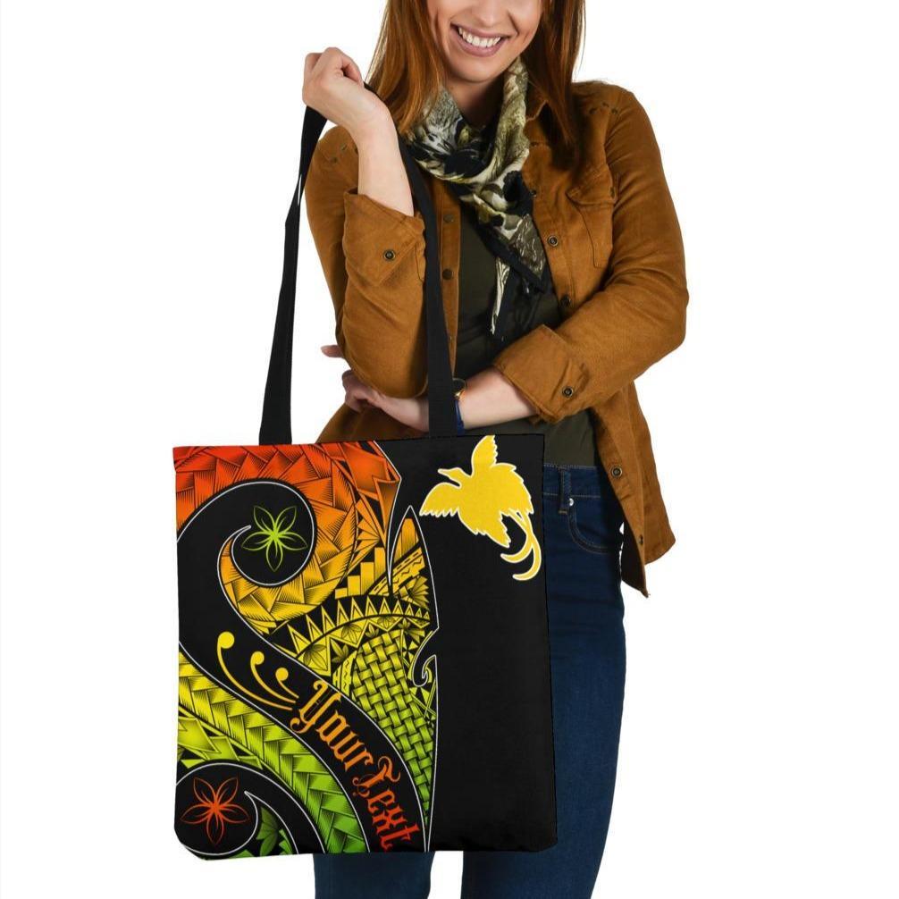 Papua New Guinea Personalised Tote Bags - PNG Bird And Polynesian Decorative Pattern Tote Bag One Size Reggae - Polynesian Pride
