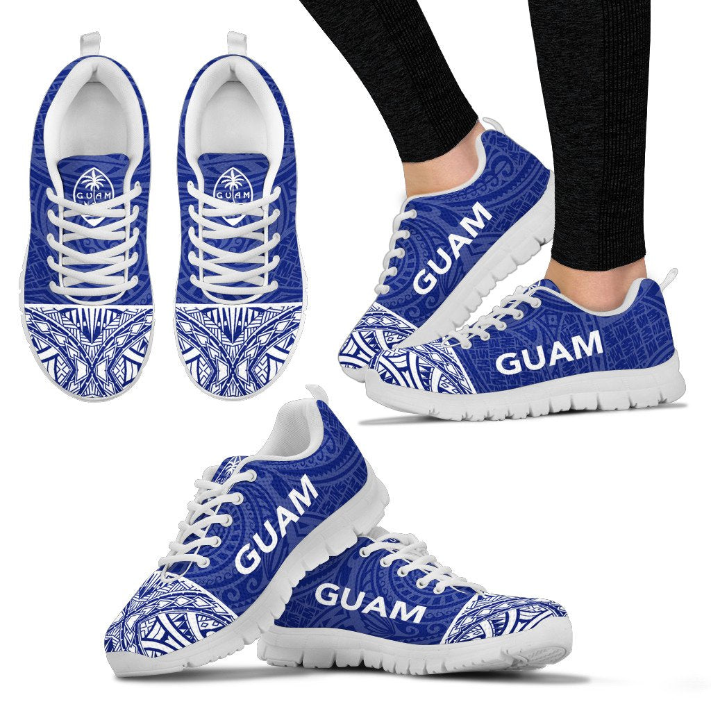 Guam Sneakers - Guam Coat Of Arms Micronesian BLue Style - Polynesian Pride