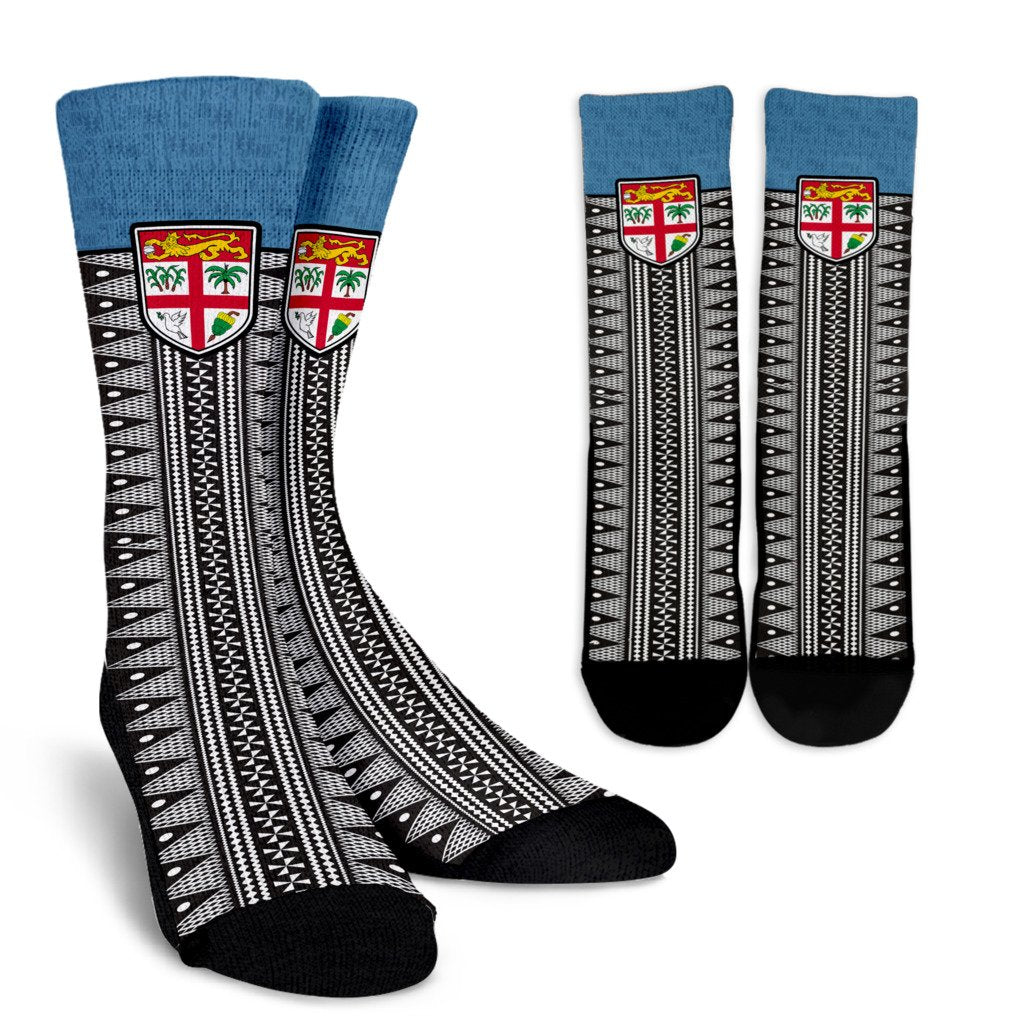Fiji Crew Socks - Polynesian Design Fiji Black - Polynesian Pride