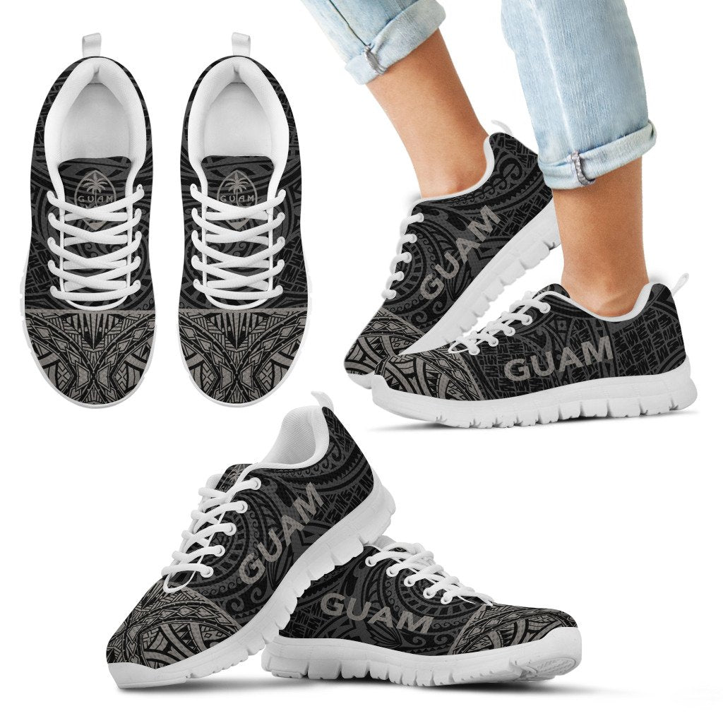 Guam Sneakers - Guam Coat Of Arms Micronesian Grey Style - Polynesian Pride