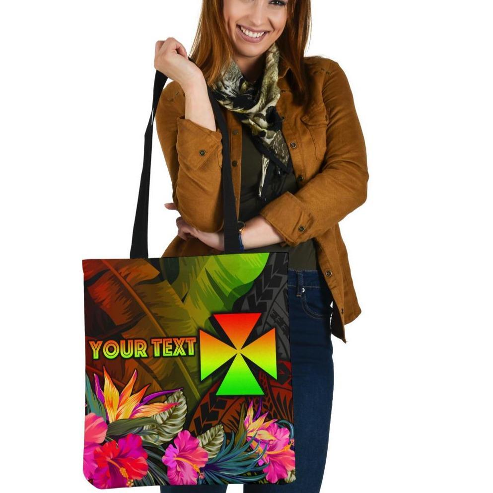 Wallis and Futuna Polynesian Personalised Tote Bags - Hibiscus and Banana Leaves Tote Bag One Size Reggae - Polynesian Pride