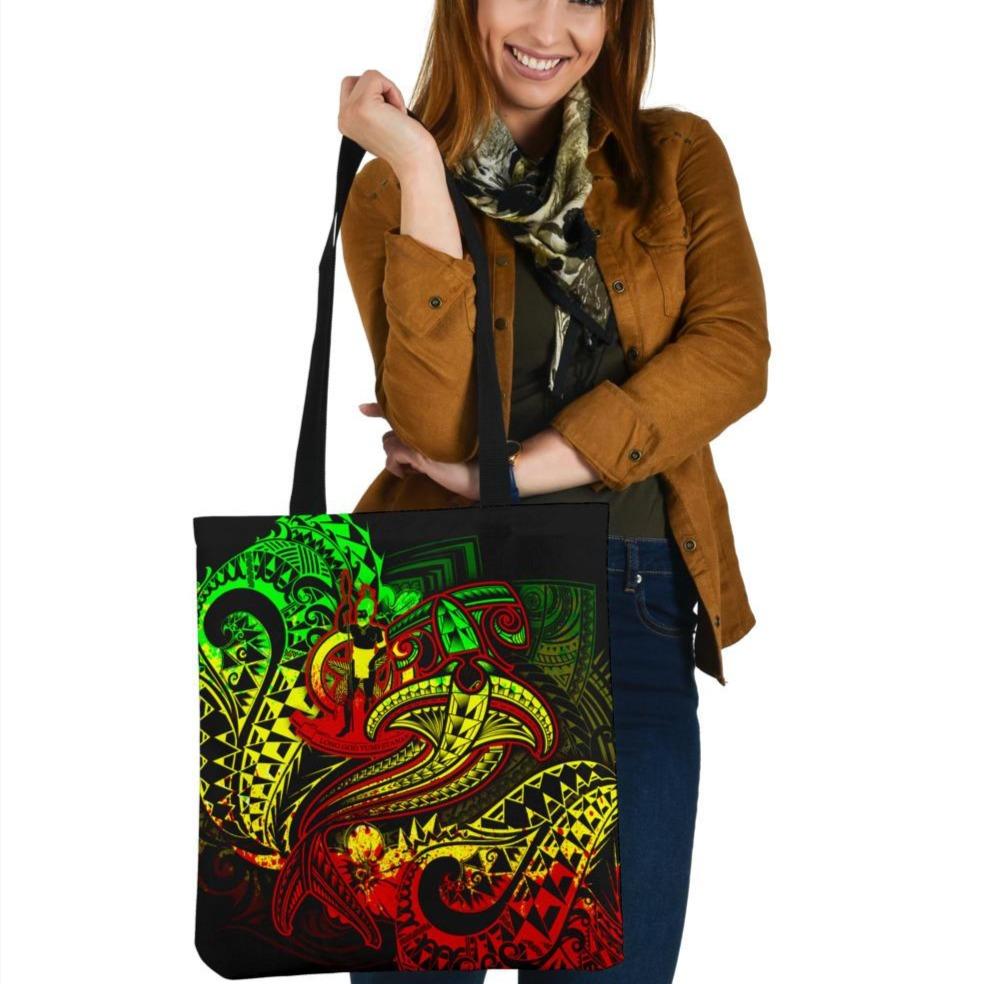 Vanuatu Polynesian Tote Bags - Reggae Shark Polynesian Tattoo Tote Bag One Size Reggae - Polynesian Pride