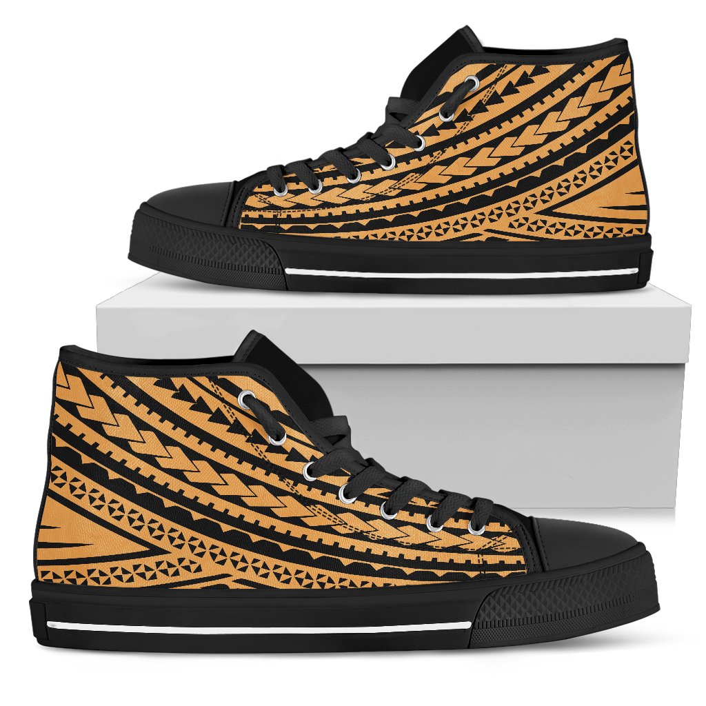 Polynesian High Top Shoes - Gold Black Version Unisex White - Polynesian Pride
