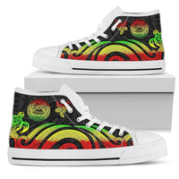 American Samoa High Top Shoes - Reggae Tentacle Turtle Unisex White - Polynesian Pride