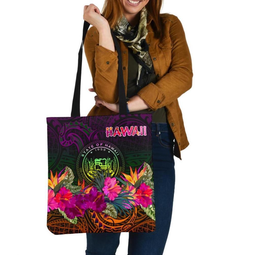 Polynesian Hawaii Tote Bags - Summer Hibiscus Tote Bag One Size Reggae - Polynesian Pride