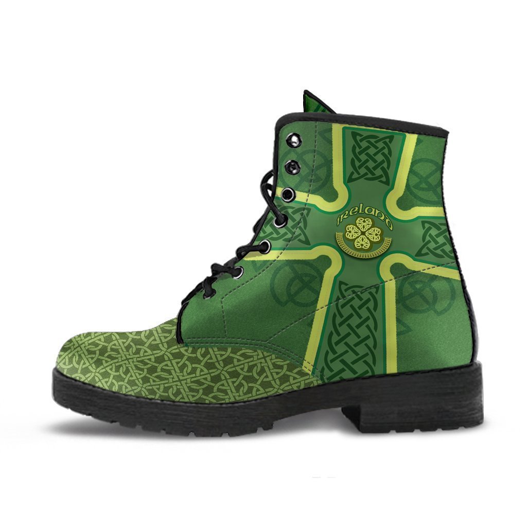 Celtic Leather Boots - Ireland Celtic Cross With Knot Leather Boots - Polynesian Pride