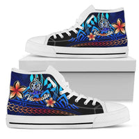 Vanuatu High Top Shoes Blue - Vintage Tribal Mountain Unisex White - Polynesian Pride