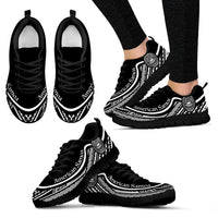 American Samoa Wave Sneakers Black White Color Women's Sneakers - Black - American Samoa Black - Polynesian Pride
