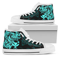 Polynesian Hawaii High Top Shoes - Kanaka Maoli Blue Turtle Unisex White - Polynesian Pride