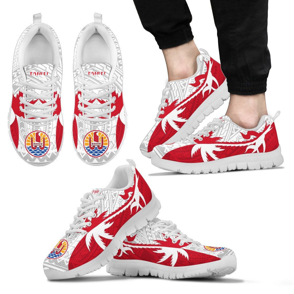 Tahiti Polynesian Coconut Tree Sneakers Men's Sneakers - White - 2 Red White - Polynesian Pride
