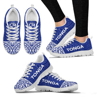 Tonga Sneakers - Tonga Coat Of Arms Polynesian Tattoo Blue Style - Polynesian Pride