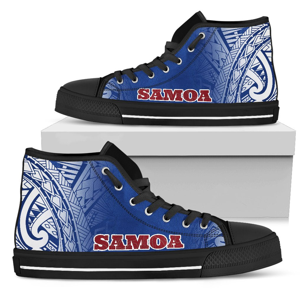 Samoa High Top Shoes - Polynesian Fog Blue Unisex White - Polynesian Pride