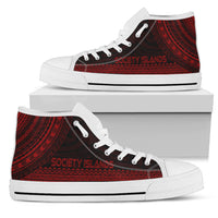 Society Islands High Top Shoes - Polynesian Red Chief Version Unisex White - Polynesian Pride