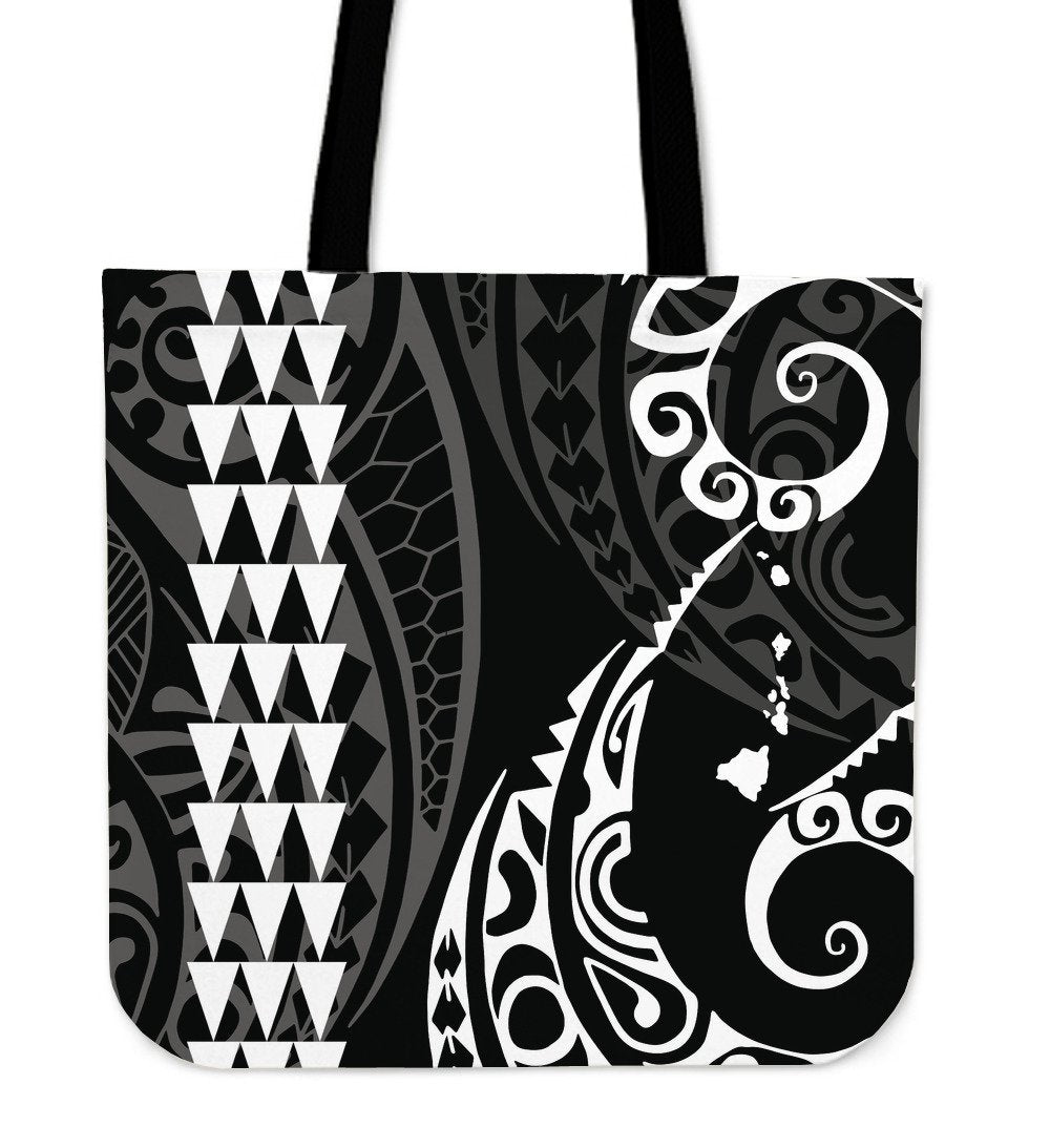 Hawaii Kakau White Polynesian Tote Bag Tote Bag One Size White - Polynesian Pride