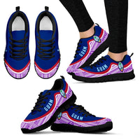 Guam Wave Sneakers - Polynesian Pattern White Purple Color Women's Sneakers - Black - Guam Black - Polynesian Pride