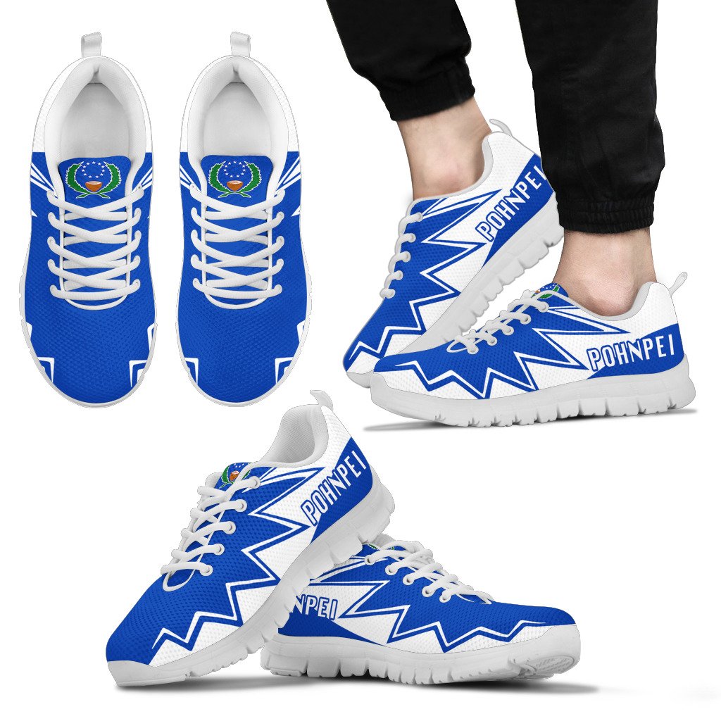 Pohnpei Sneakers - Pohnpei Flag Thunder Style Unisex White - Polynesian Pride