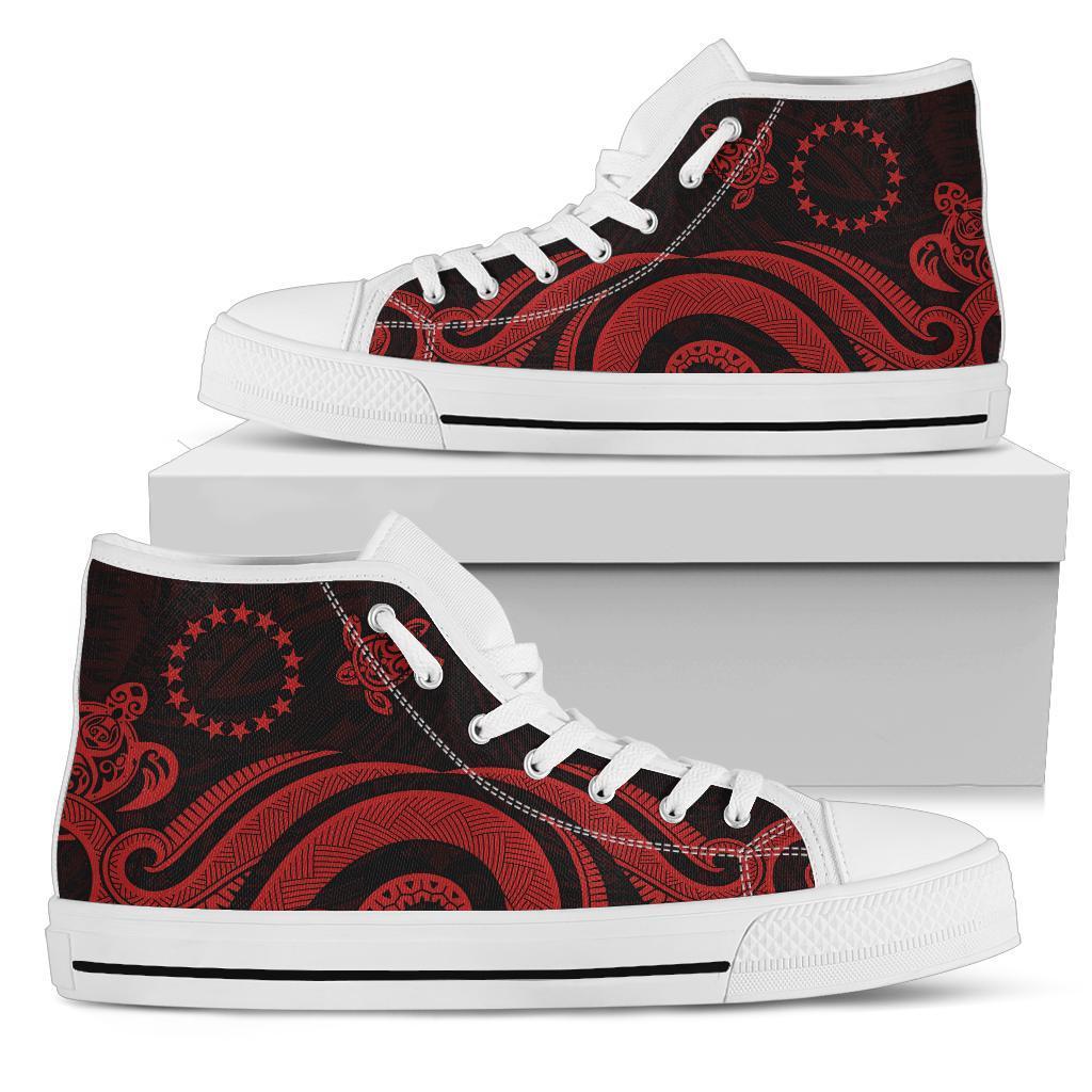 Cook Islands High Top Canvas Shoe - Red Tentacle Turtle Unisex White - Polynesian Pride