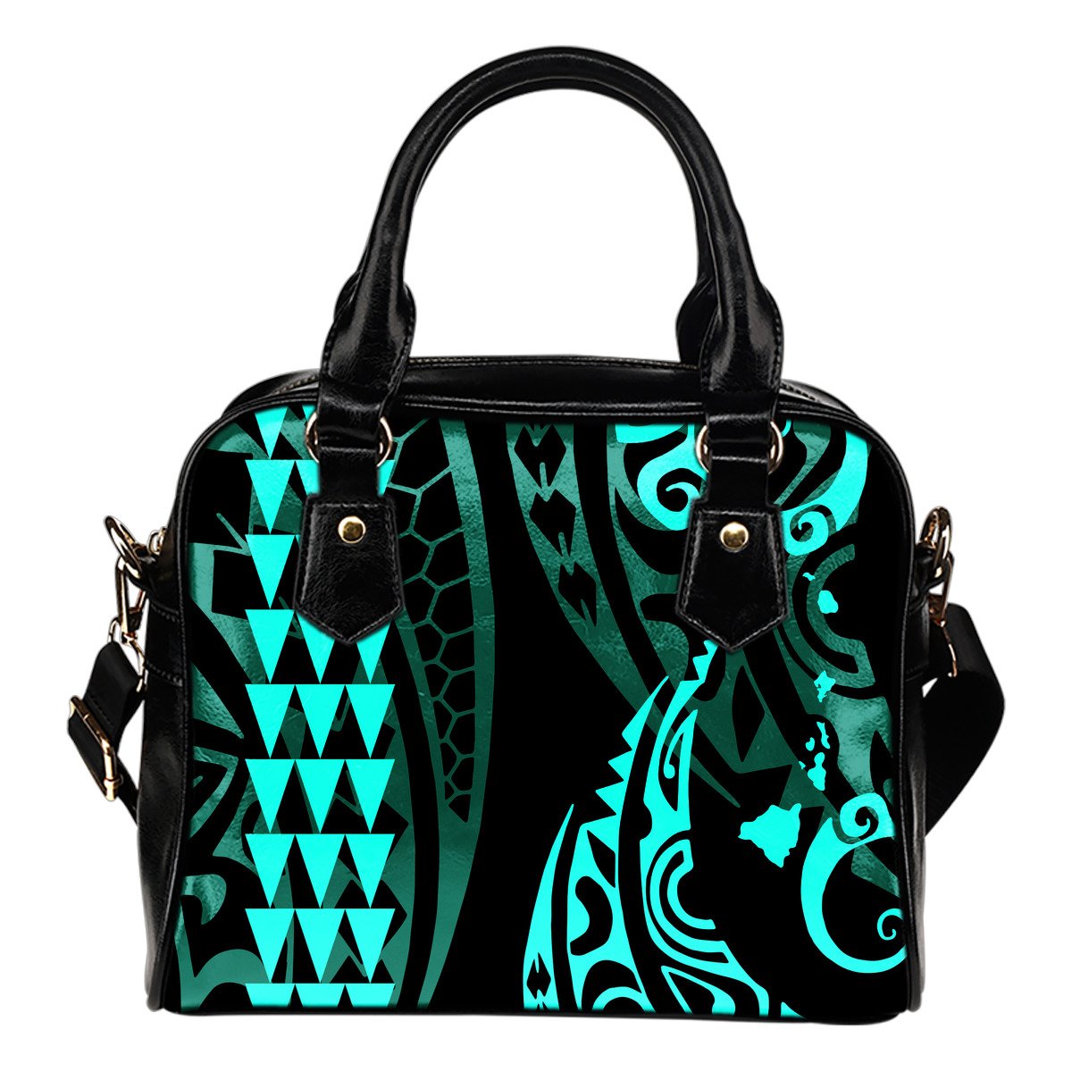 Hawaii Kakau Turquoise Polynesian Shoulder Handbag One Size Turquoise - Polynesian Pride