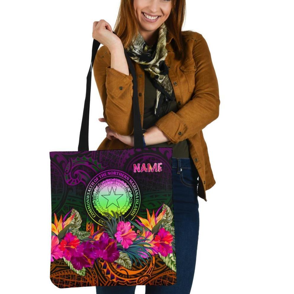 Northern Mariana Islands Polynesian Personalised Tote Bags - Summer Hibiscus Tote Bag One Size Reggae - Polynesian Pride