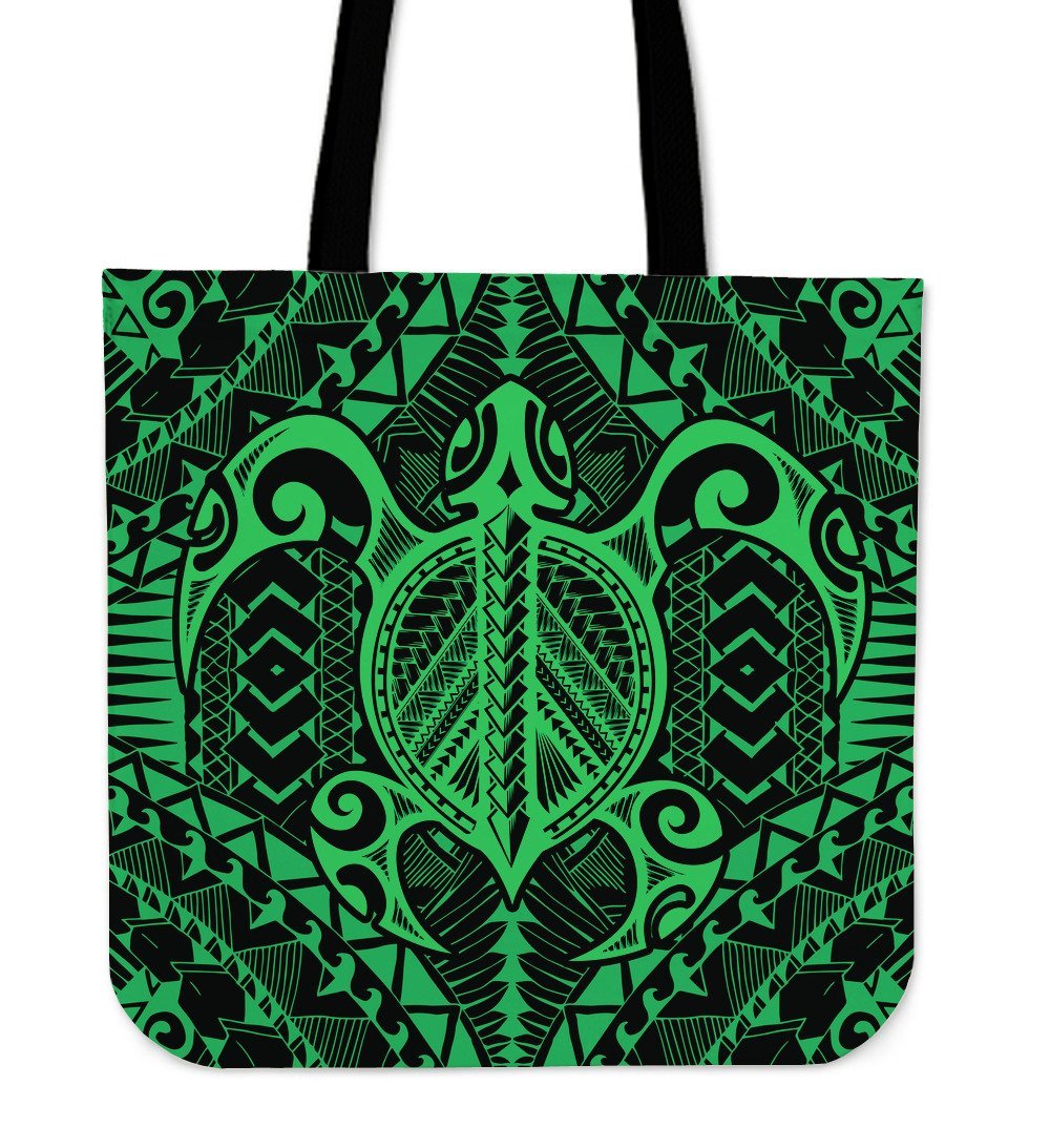 Polynesian Turtle Tote Bag (Green) A6 Tote Bag One Size Green - Polynesian Pride