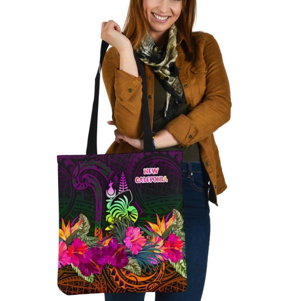 New Caledonia Polynesian Tote Bags - Summer Hibiscus Tote Bag One Size Reggae - Polynesian Pride