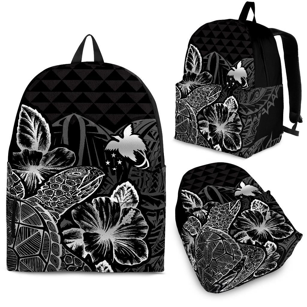 Papua New Guinea Polynesian Backpack Turtle Hibiscus Black Black - Polynesian Pride