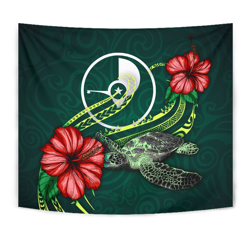 Yap Micronesia Tapestry - Green Turtle Hibiscus - Polynesian Pride