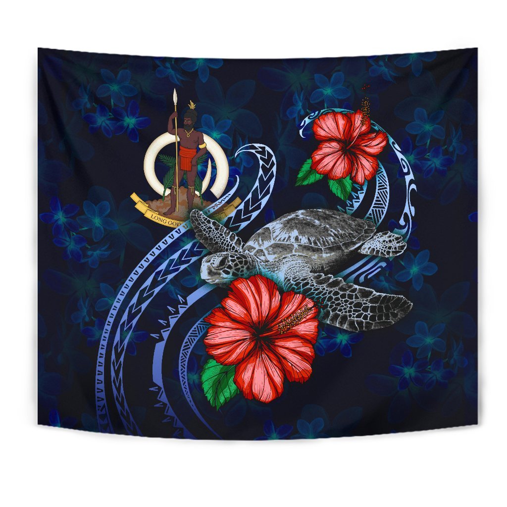 Vanuatu Polynesian Tapestry - Blue Turtle Hibiscus - Polynesian Pride