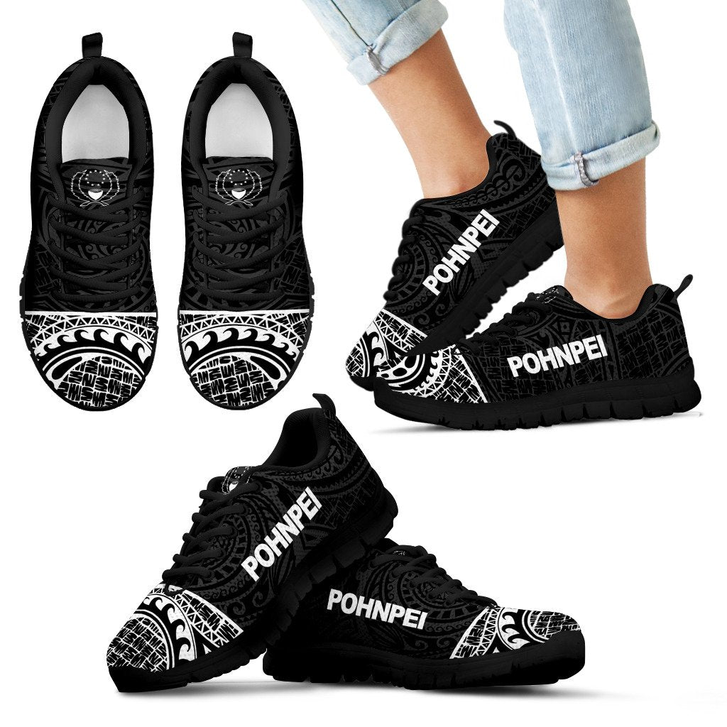 Pohnpei Sneakers - Pohnpei Flag Micronesia Black Style - Polynesian Pride