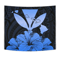 Hawaiian Kanaka Tapestry Hibiscus Polynesian Love Blue - Polynesian Pride