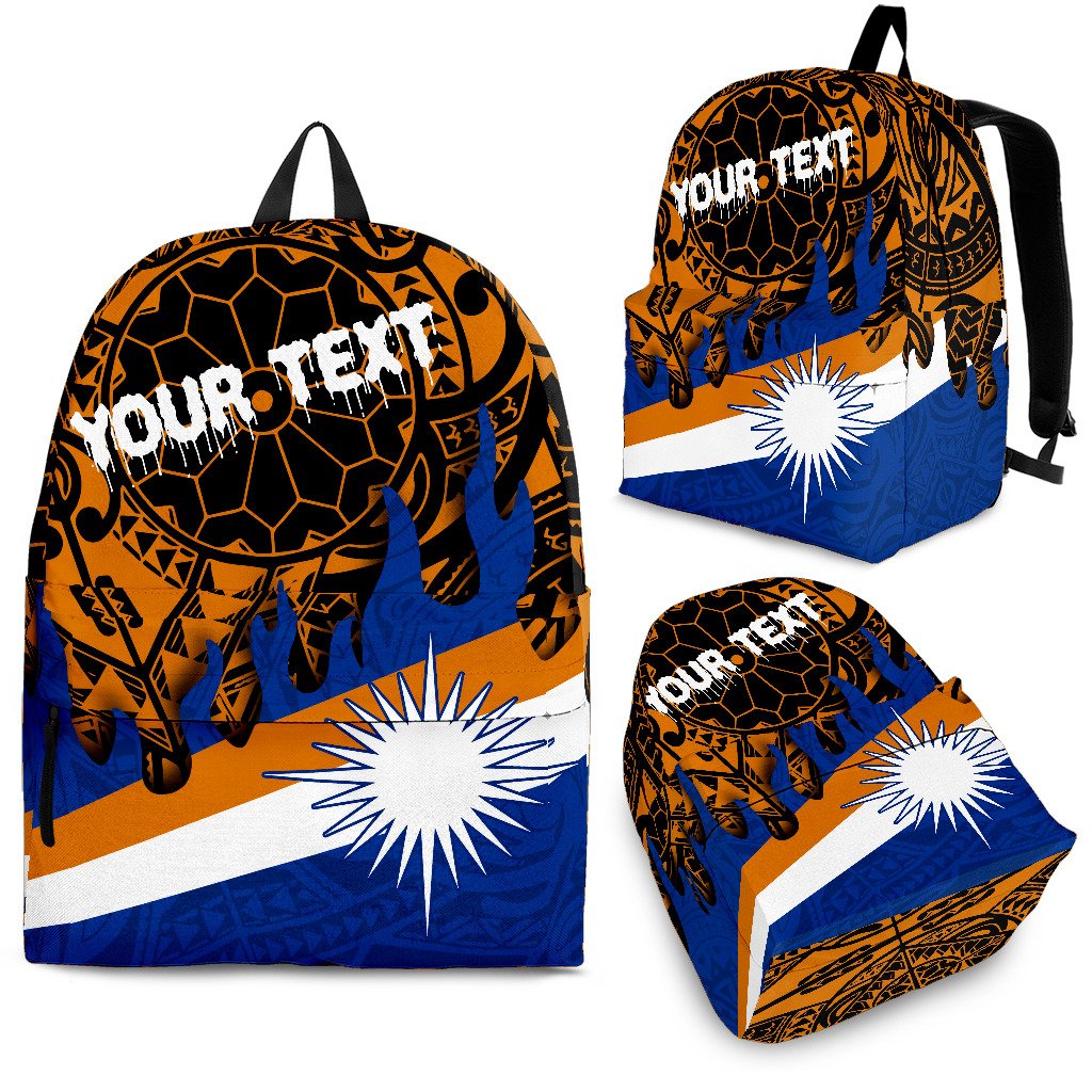 Marshall Islands Custom Personalised Backpack - Melting Style Blue - Orange - Polynesian Pride