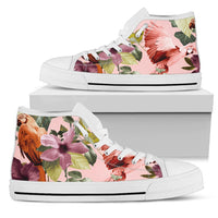 Hawaii Pink Hibiscus High Top Shoe Mens High Top White - Polynesian Pride